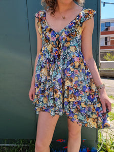 Fleurige jurk met franjes | S