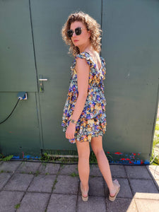 Fleurige jurk met franjes | S