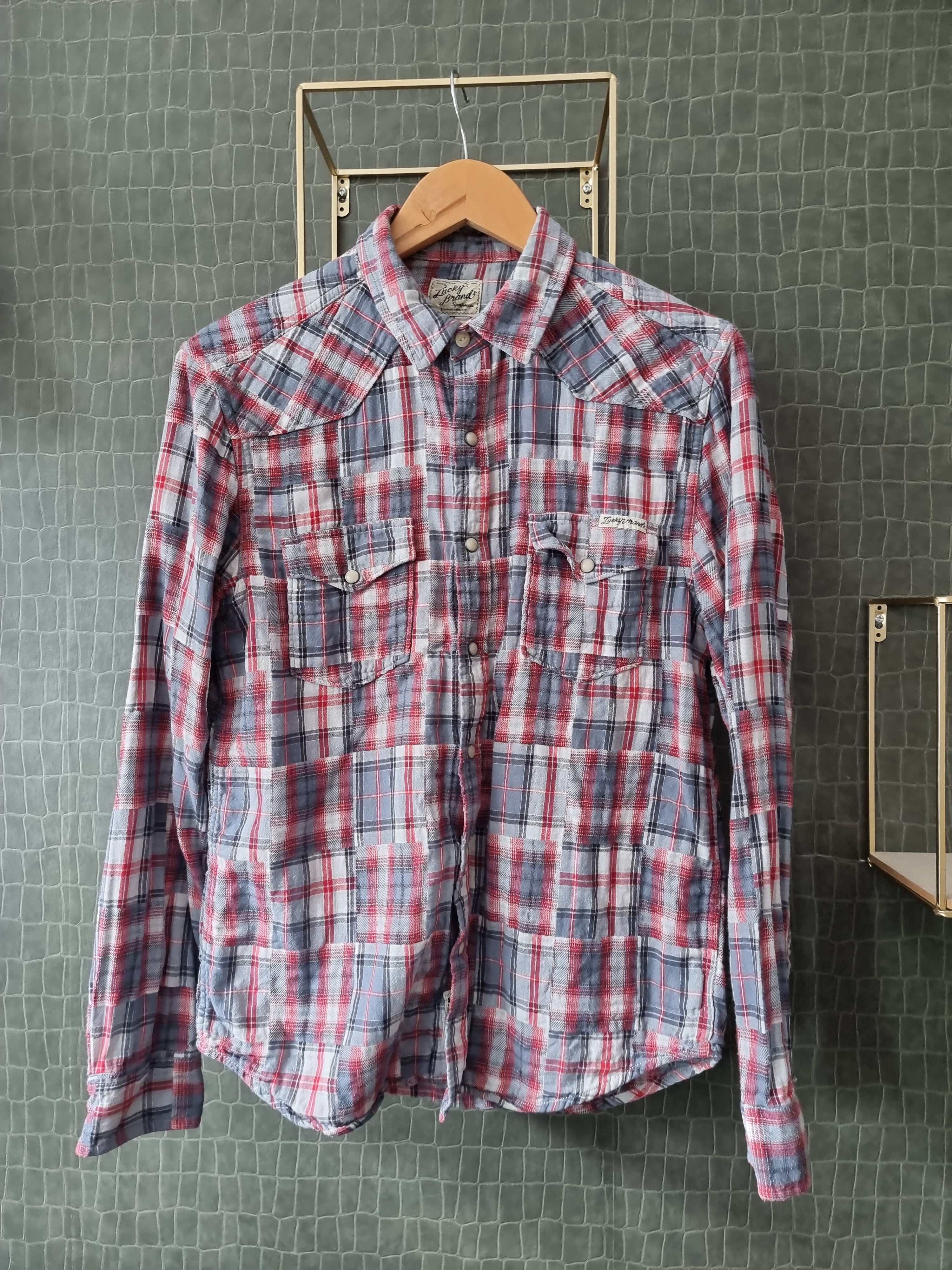 Geruite blouse grijs rood | S