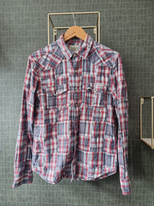 Geruite blouse grijs rood | S