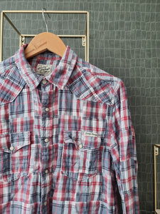 Geruite blouse grijs rood | S