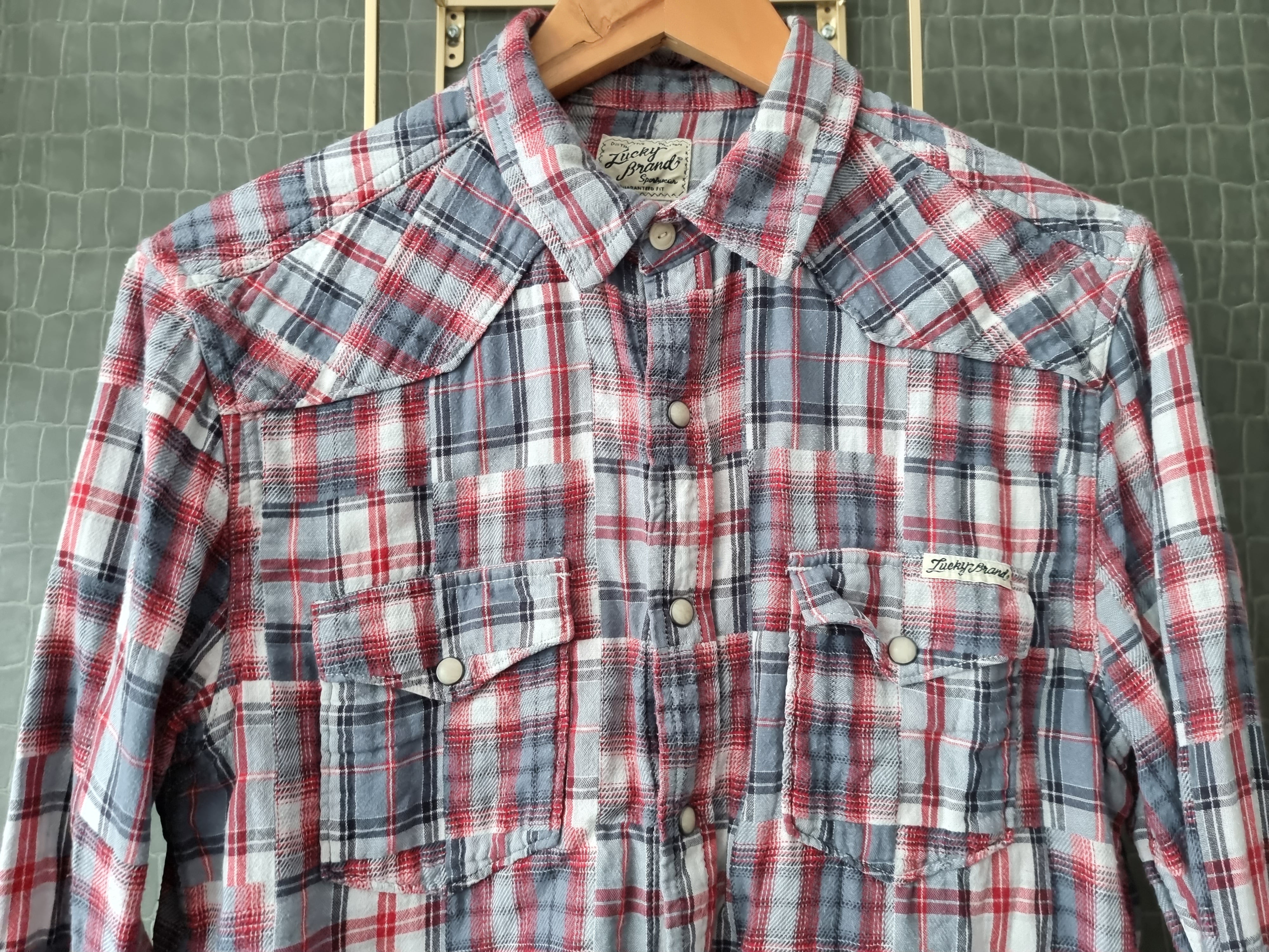 Geruite blouse grijs rood | S