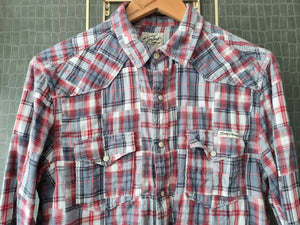 Geruite blouse grijs rood | S
