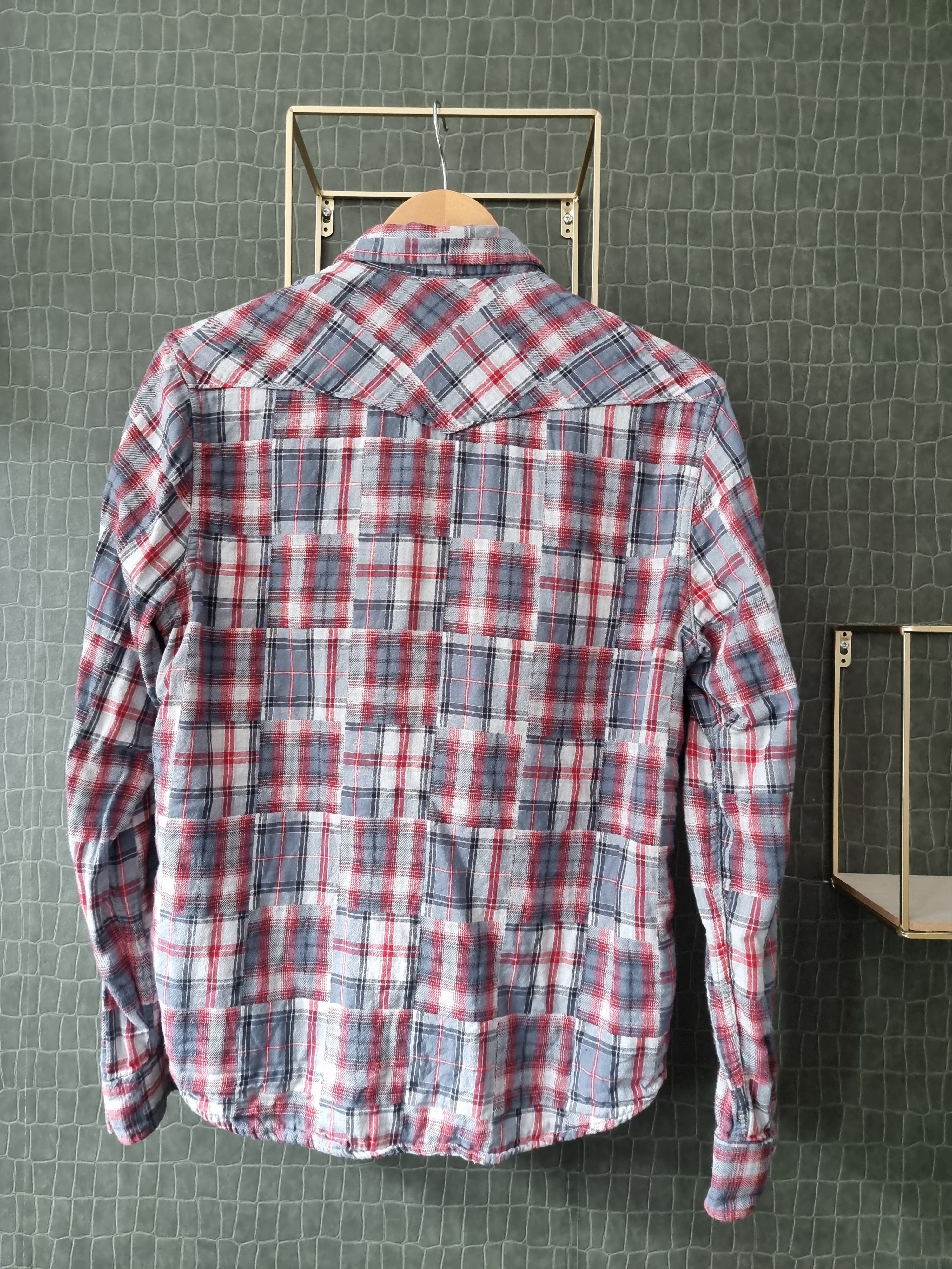 Geruite blouse grijs rood | S