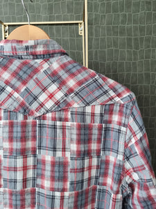 Geruite blouse grijs rood | S