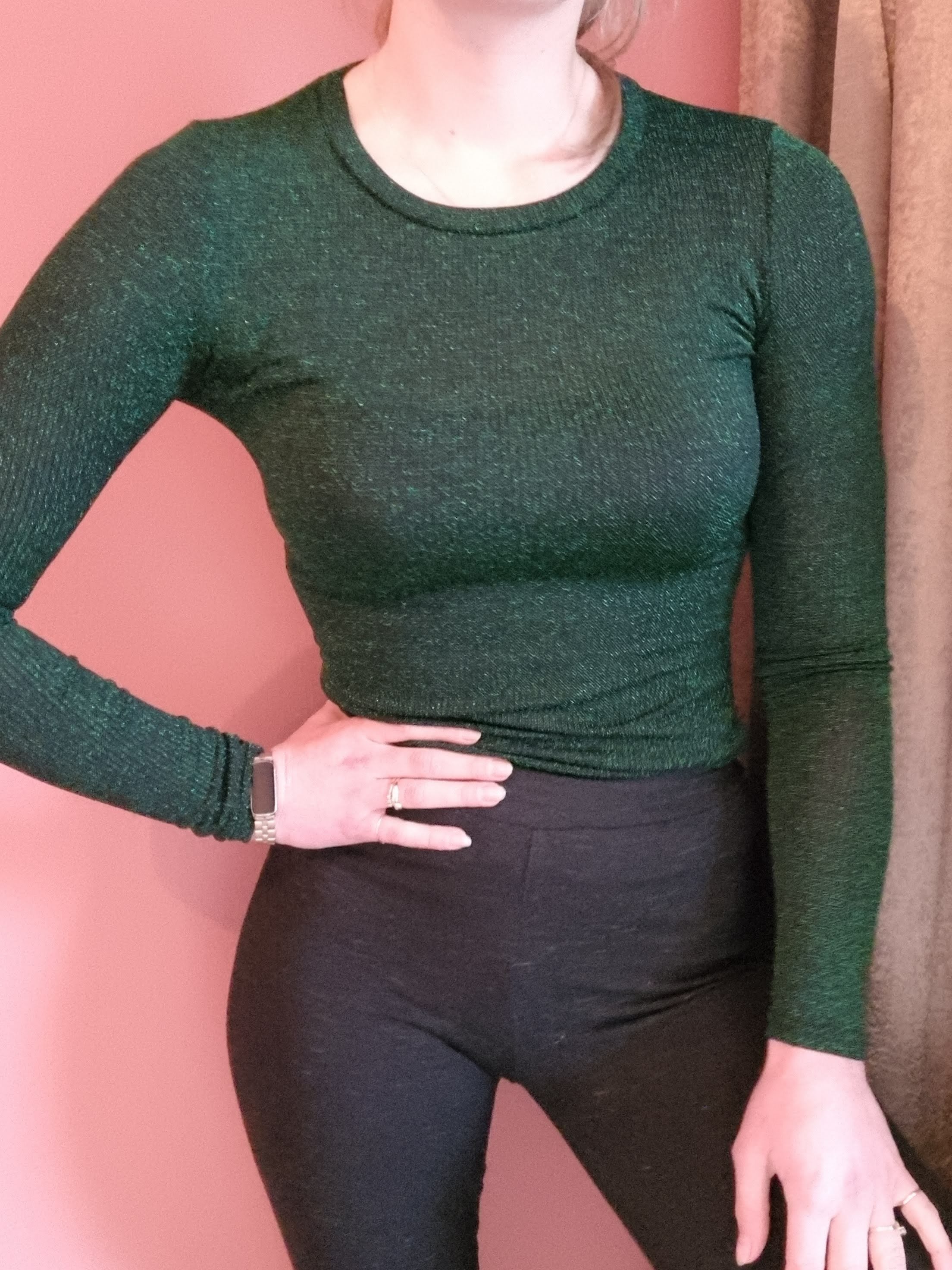 Groene glitter top - S