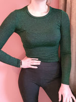 Afbeelding in Gallery-weergave laden, Groene glitter top - S
