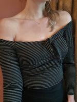 Afbeelding in Gallery-weergave laden, Zwart/zilveren off shoulder top - S
