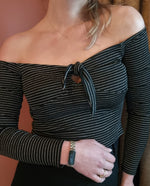 Afbeelding in Gallery-weergave laden, Zwart/zilveren off shoulder top - S
