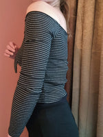Afbeelding in Gallery-weergave laden, Zwart/zilveren off shoulder top - S
